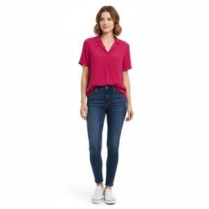 Hilary Radley Berry Pink Short Sleeve Blouse NWT